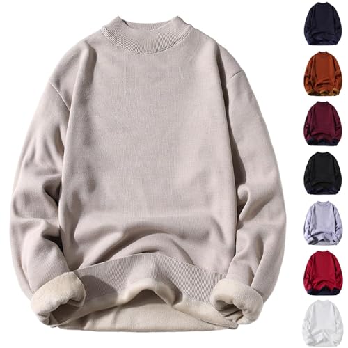 Cambkatl Men's Fleece Lined Basic Crewneck Sweaters - Casual Long Sleeve Loose 2025 Fall Knitted Pullover Sweater Tops2