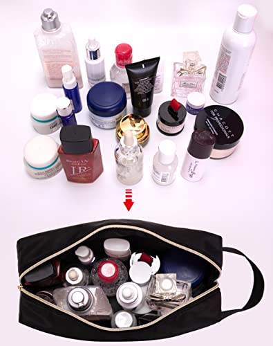 Ginsco Chenille Letter Cosmetic Bag, Large Capacity Preppy Patch Makeup Bag,Varsity Letter Stuff Pouch with Makeup Brush Holder Multipurpose Portable Travel Toiletry Bag with Carrying Handle Black - Image 6