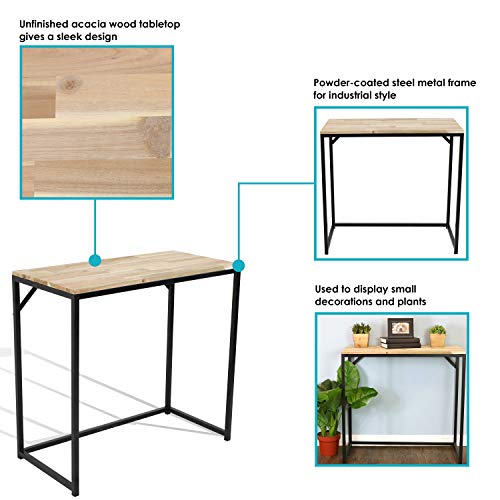 Sunnydaze Indoor Unfinished Acacia Wood End Table - Rustic Decorative End Table - Accent Table #TOP3