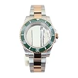 Gladiaond 1 cassa for orologio in argento rosa e oro da 40 mm, con cinturino in vetro zaffiro for NH34, NH35, NH36, NH38, quadrante 28,5(Silver Rose Gold33)