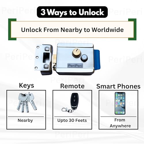 Image of PeriPeri Wi-Fi Smart Electronic Door Lock with Smart Life App Control, Alexa & Google Assistant Compatible, Remote Security Lock for Home, Office, Shop, Indoor & Outdoor, 1 Remote, 1-Year Warranty