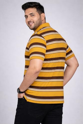 Image of INKKR Plus Size - Men Striped Polo Neck Tshirt