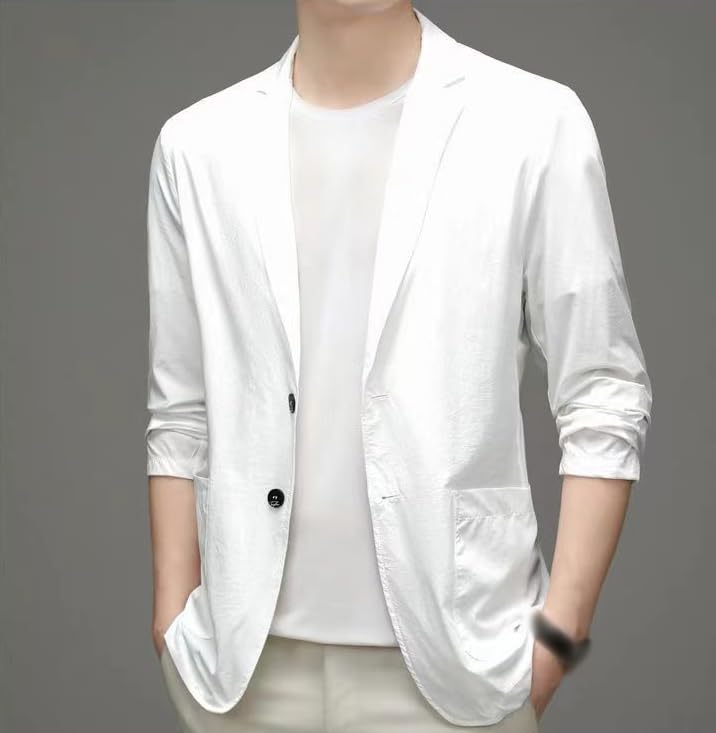 Kyayu Jacket for Men, 2025 New Men's Light Summer Suit Jacket, Men's Summer Ice Silk Cool Suit Jackets Coats3