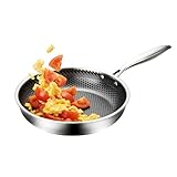 Dicke Bratpfanne, rund, Edelstahl, Küchen-Kochgeschirr, Herd, Induktionspfanne, für Zuhause, Wohnung, Bauernhaus, Camping, für Steak, Fisch, Fleisch, , Eier