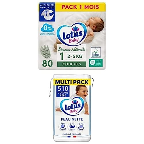 Couches Lotus Baby T1 et Cotons Bébé pour la Routine Change