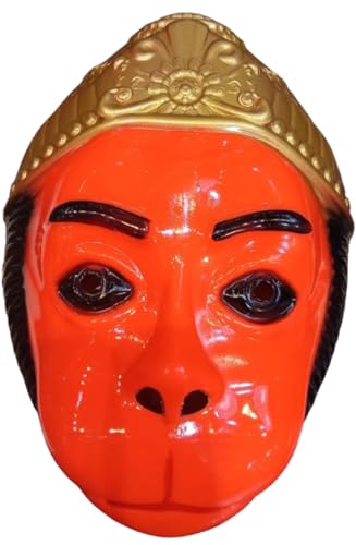 Image of BookMyCostume Lord Hanuman Bajrang Bali Hindu Monkey God Plastic Mask Kids & Adults Fancy Dress Accessories