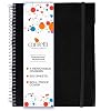 Confetti Spiral Notebook - Hole Punched - 4 Removable Dividers, Spill Proof Cover, Closing Elastic Band, Storage Pocket - Sturdy Bound Notepad, School & Office Supplies - 200 Sheets - Black