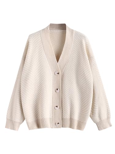 Image of ZAFUL Women's Striped Cardigan Button Up Open Front Knit Oversized Sweater