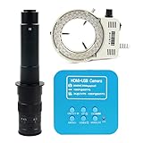 Microscope U_HD 36MP 4K H_DMI USB Industrial Electronic Digital Video Microscope Camera 180X 300X Zoom C-Mount Lens 56 LED Ring Light(B)