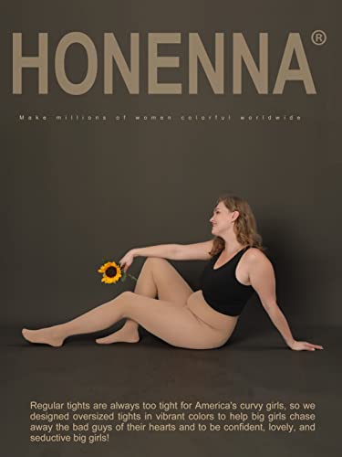Image of HONENNA Queen Plus Size Tights Semi Opaque Control Top High Waist Stockings Nylons Pantyhose for Women 1X 2X 3X 4X 5X 6X