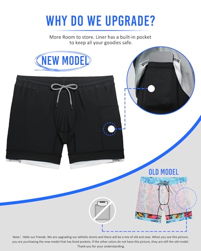 Image of maamgic Mens 5 inch Gym Running Shorts for Men 2 in 1 Quick Dry Workout Athletic Shorts