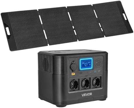 VEVOR 1800W Portable Power Station with 200W Solar Panel, Power G...