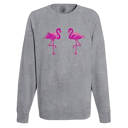 Sweat shirt homme deux flamants roses vêtement imprimé dessin animaux col rond tendance