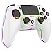 MYSTILUCK Wireless Controller für PS-4/PS-3/Pro/PC/MAC/iOS/An... Deck, Gamepad mit 7 Farben RGB Beleuchtung/Dual Vibration/Turbo/Lautspreche... mAh Akku, Weiß