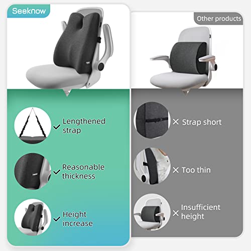 Lumbar Support Pillow For Office Chair Cushion For Back Pain Relief Memory Foam Back Support Office Chair Ergonomic Back Pillow Lumbar Chushion W/Strap For Car, Computer Gaming Chair, Recliner, Couch #TOP4