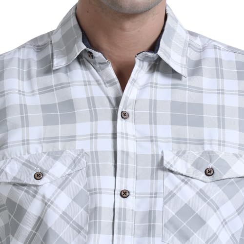 Image of Rocket Science Men's Cotton Blend Slim Fit Double Pocket Checked Casual Shirt.