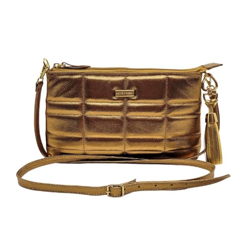 Bolsa Feminina Couro Legítimo Ombro/Tranversal Matelassê Cores (Bronze)