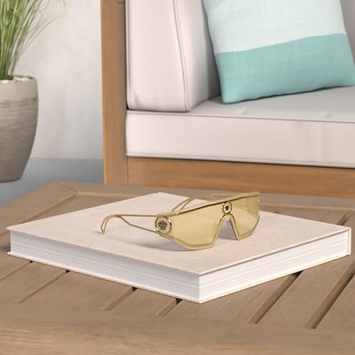 Versace Man Sunglasses Gold Frame, Brown Mirror Gold Lenses, 0MM2