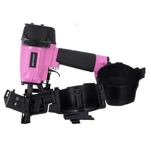 Image of CN45N Roofing Nailer, 15 Degree Roofing Nail Gun, 3 /4-Inch to 1-3 /4-Inch Coil Nails, 120-pcs Load Capacity Coil Nailer in Pink