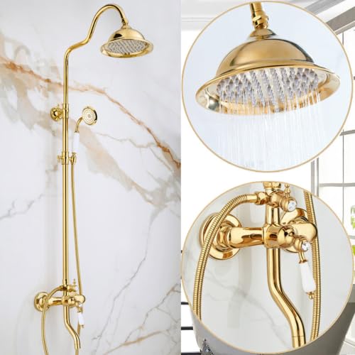 Système de douche encastrable laiton or et colonne de douche rétro classique