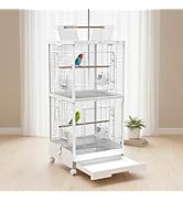 Amazon | Ruexue 鳥かご 大型 バードケージ 【21cm高い囲い 餌飛び散り
