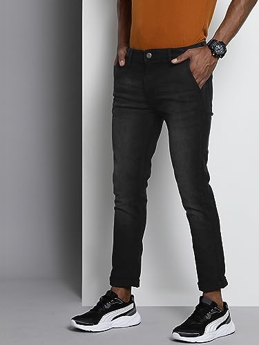 Image of The Indian Garage Co Men Slim Fit Solid Mid-Rise Stretchable Jeans
