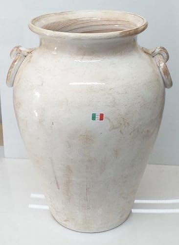 Generico Pagano home portaombrelli porta ombrelli in ceramica Made in Italy altezza 50 cm decoro bianco anticato