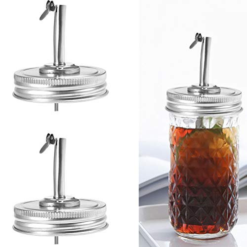 FOCCTS Mason Jar Pour Spout Lids with Caps, Stainless Steel Mason Jar Oil