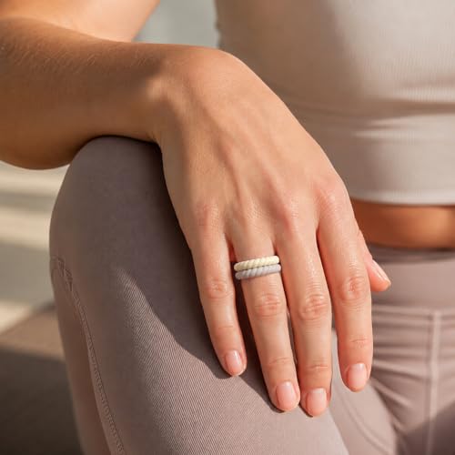 Image of Egnaro Women's Silicone Anniversary Wedding Ring 2.5mm Wide 1.8mm Thick