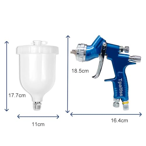 Image of HVLP Spray Gun Automotive Air Spray Gun with 1.3mm Tip 600ml Plastic Cup for Auto Paint,Car Paint,Blue