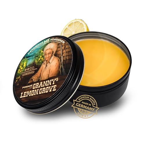 MG Pomade GRANNY’S LEMON GROVE – Pomada Capilar Mujer & Hombre a Base de Aceites y Ceras Naturales – Fórmula Clásica con Base de Aceite, Resistente al Agua – Fijación Media con Brillo Natural
