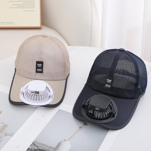 Image of Solar & USB Charging Fan Hat, Adult Mesh Cooling Baseball Cap with Fan, Adjustable Unisex Sun Visor for Hiking Fishing Golf
