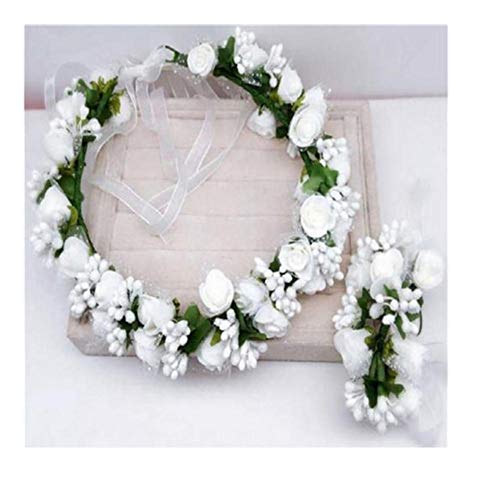 Ljourney Fleurs Artificielles Couronne Femmes avec des Guirlandes Réglables,Bandeau Cheveux de Mariage Floral Couronne Cover