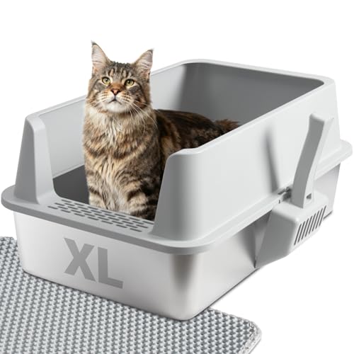 Stainless Steel Cat Litter Box with Mat