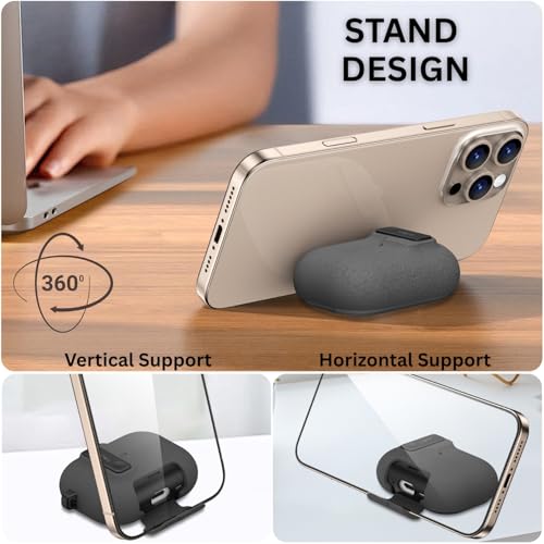 Image of Oboe Aegis Case 'Compatible with' Apple Airpods Pro 3 Case Full Protection Cover with Phone Stand, Magnetic Lock & Keyring (Stone Grey) [AIRPODS & Charging CASE NOT Included]