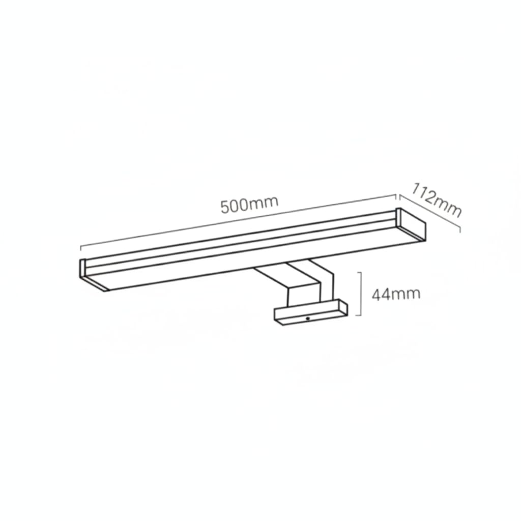 BARCELONA LED Applique LED Specchio Bagno 10W 50cm, Luce Specchio Bagno 3000K 800lm, IP44 Resistente all'Umidità, Montaggio su Specchio, Mobile o Parete, Lampada Bagno in Alluminio e Policarbonato