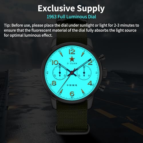 TOPHILL Men's Mechanical Watch, Original Seagull Movement 1963 ST1901 Aviation Chronograph Pilot's Mechanical Manual Winding Chronograph Men's Watches