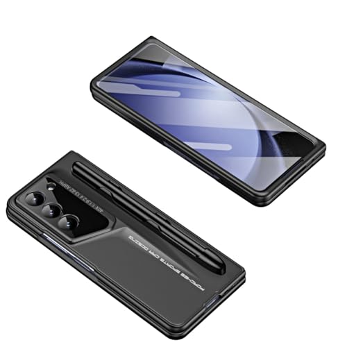 Funda con tapa para smartphone Funda de moda compatible con Samsung Galaxy Z Fold 5, con lápiz de escritura incorporado y protector de pantalla incorporado, funda protectora ultrafina de PC rígida, an