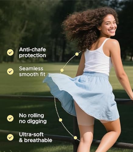 Image of GLAMORAS Women Nylon Spandex High Waist Stretchable Skin Fit Shorties Seamless Under Skirt Cycling Biker Bicycle Shorts