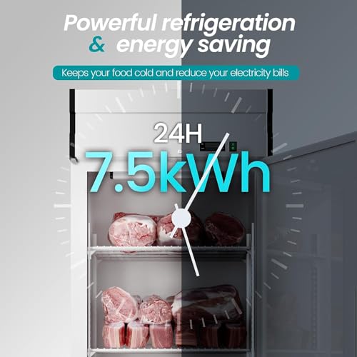 Image of 27 inch Upright Commercial Freezer with 1 Solid Door, -10℉ ~ 10℉, 23 Cu.Ft Stainless Steel Reach-in Freezer,Fan Cooling Freezer with 3 Wheels for Restaurant Bar Garage, ETL and DOE Approved