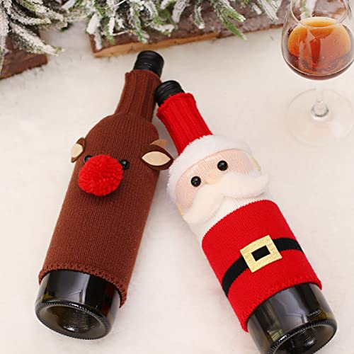 Couvercle de de vin Pull de vin Décorations de fête tricotées pour bouteilles - 4
