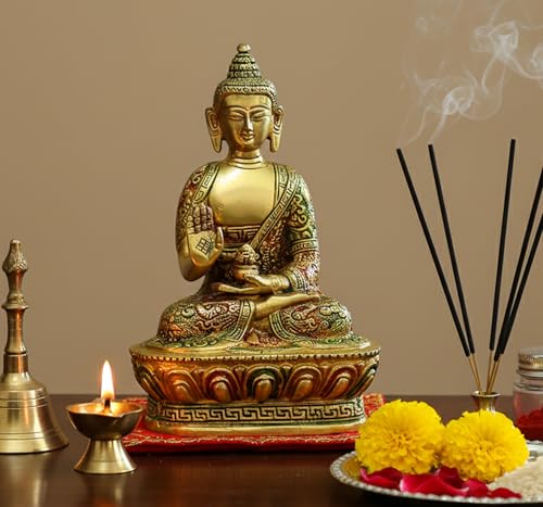 Estatua Buda de Latón Meditando 7 Pulgadas miniatura 2