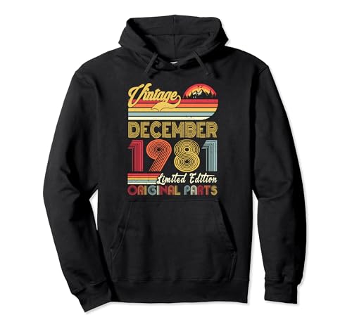 Vintage December 1981 43 Years Old Retro 43rd Birthday Sudadera con Capucha