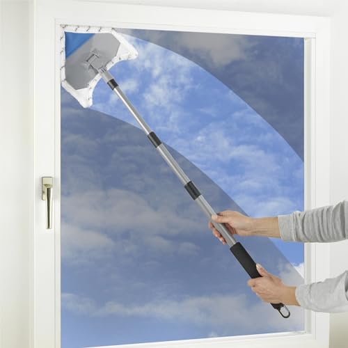 Maximex Multiflex-Wischer, für Fliesen, Fenster und Böden geeignet, mit Zwei Bezügen, Teleskopstiel (56-112 cm), aus beschichtetem Stahl