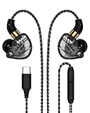 USB C in Ear Monitor Earbuds, HiFi Wired IEM Headphones with Microphone, Over Ear Gaming Earphones for iPhone 15 16 17 Pro Max Samsung S24 S25 Pixel Android, Type C Headphones with Noise Cancelling
