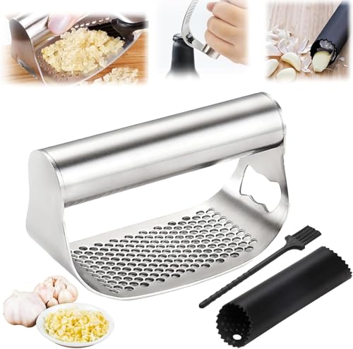 Opiniones y reviews de Exprimidor de ajos favoritos de las personas. 44 Prensa Ajos Acero Inoxidable, LONROI Picador de Ajo Manual, Machacador de Ajos Apto para Lavavajillas, Herramienta de cocina de acero inoxidable, con pelador de ajo de silicona y...