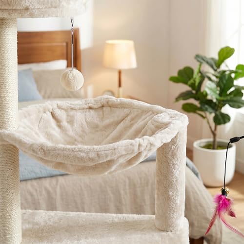 Árbol para gato con rascador y hamaca blanca miniatura 4