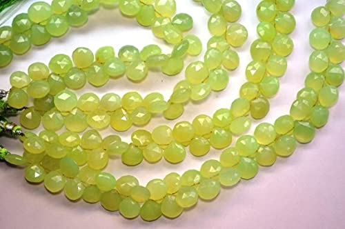 Pastel green chalcedony en cœur pour enfilage et création bijoux DIY