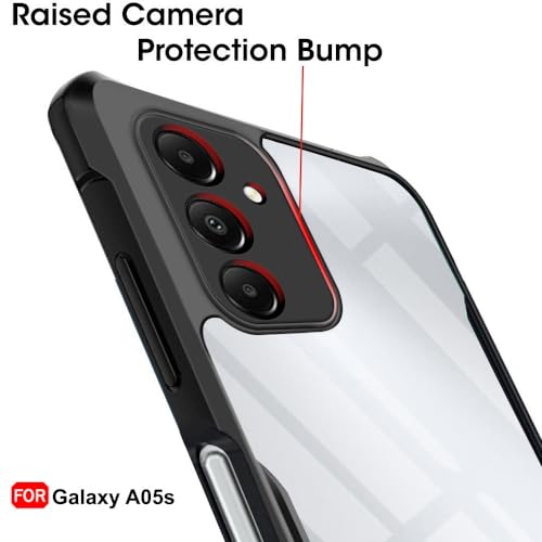 Image of TheGiftKart Shockproof Crystal Clear Back Cover Case for Samsung Galaxy A05s / M14 4G | 360 Degree Protection | Protective Design | Transparent Back Case Cover (PC & TPU, Black Bumper)
