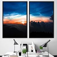2 Piece Framed Canvas Wall Art Sunset in The Mountains Canvas Prints Home Artwork Decoration for Living Room,Bedroom - 16